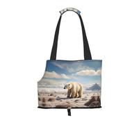 Standing Polar Bear. Printed pet Shoulder Bag - Foldable Design, Small cat and Dog Travel Bag