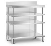 Standing Prep Table - stainless steel - 100 x 60 x 115 cm - 4 shelves - backsplash - Royal Catering RCSBW-2