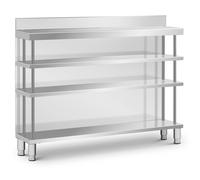 Standing Prep Table - stainless steel - 150 x 30 x 115 cm - 4 shelves - backsplash - Royal Catering RCSBW-3
