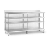 Standing Prep Table - stainless steel - 200 x 60 x 105 cm - 4 shelves - backsplash - Royal Catering RCSBW-6