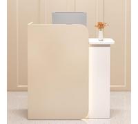 Standing Reception Desk, Reception Counter with LED Light and Lockable Drawer, Wooden Front Desk Reception Desk, Salon Spa Retail Cashier Counter(Apricot 3,120cm)