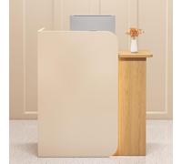 Standing Reception Desk, Reception Counter with LED Light and Lockable Drawer, Wooden Front Desk Reception Desk, Salon Spa Retail Cashier Counter(Apricot 2,80cm)