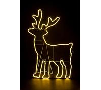 Standing Reindeer Neon Effect Rope Light Silhouette Double Side 90 Warm White LEDs Shatchi Yellow One Size