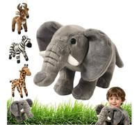 Standing Safari Animal Plush Toy, Giraffe, Deer, Zebra, Elephant Soft and Fluffy Stuffed Animals, Suitable for Home, Wedding Season, Children's Birthday, Mother's Day, Party (As shown,elephant)