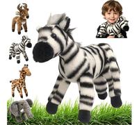 Standing Safari Animal Plush Toy, Giraffe, Deer, Zebra, Elephant Soft and Fluffy Stuffed Animals, Suitable for Home, Wedding Season, Children's Birthday, Mother's Day, Party (As shown,zebra)