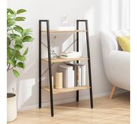 Standing Shelf 3-Tier Slim Light Brown/Black Engineered Wood & Steel 56x35x108cm