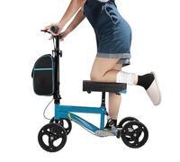 Standing/Sitting Folding Knee Scooter with Storage Bag and Handbrake, Adjustable 89-119 Cm Armrests and 45.5-58 Cm Leg Rest, 330lb Load Capacity