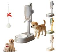 Standing Slow Feeder Waterer, 750 ml Anti Drip Height Adjustable Bottle, Standing Slow Feeder and Water Dispenser, for Pets, Suitable for Small Animals such as Ham (gray)