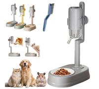 Standing Slow Feeder Waterer, 750ml Height Adjustable Pet Standing Water (Gray,Ceramic)