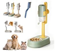 Standing Slow Feeder Waterer, 750ml Height Adjustable Pet Standing Water (Green,Ceramic)