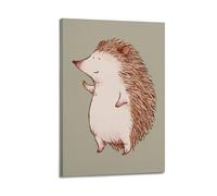 Standing Smiling Hedgehog Illustration Animal Poster Poster Modern Wall Art Canvas Aesthetic Decoration Painting 16x24inch(40x60cm) Frame-style