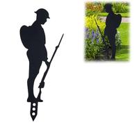 Standing Soldier Silhouette Garden Decoration,Lest We Forget Metal Soldier Silhouette Statue Stakes,12" Memorial Garden Ornaments,Rust Metal Soldier Stake Ornament for Remembrance Day