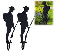 Standing Soldier Silhouette Garden Decoration,Lest We Forget Metal Soldier Silhouette Statue Stakes,12" Memorial Garden Ornaments,Rust Metal Soldier Stake Ornament for Remembrance Day