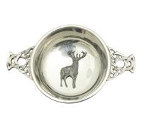 Standing Stag Chrome Plated Steel Quaich Bowl Scottish Quaich 348