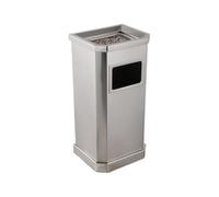 Standing Stainless Steel Vertical Floor-mounted Ash Column Hotel Lobby Shopping Mall Elevator Entrance Ashtray Square Outdoor Trash Can Cigarette Butt Holder(D)