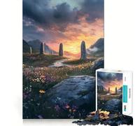 Standing Stones at Sunset Jigsaw Puzzles for Adults 1000 Pieces Pure Logic Toy Stress Free Sharp Cut Santa Wish Item 38x26cm