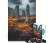 Standing Stones in Misty Landscape 1000 Pieces Jigsaw Puzzles for Adults Thought Toy Calming Play Precise Edge Heartfelt Gift 38x26cm