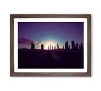 Standing Stones In The Isle Of Lewis Modern Art Framed Print | A4 Walnut Framed Wall Art | Ready to Hang | Modern Nature Picture | Living Room Bedroom Lounge Office