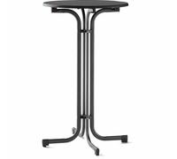 Standing Table, Ø 70 Cm, 122 Cm High, Iron Gray Steel Frame, Mecalit Pro Plate