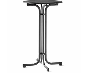 Standing Table, Ø 70 Cm, 122 Cm High, Iron Gray Steel Frame, Mecalit Pro Plate