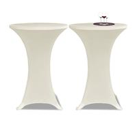 vidaXL Cream Stretch Standing Table Cover Ø60cm - 2 pcs Set, Perfect for Parties, Receptions, and Events, Easy-to-fit and Washable