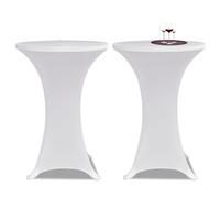 Standing Table Cover White Stretch Polyester-Spandex Ø80cm Reusable Pro Set of 4