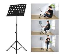 Standing Telescopic Sheet Music Stand Holder, Foldable Music Stand Laptop Stand Holder Adjustable Book Stand Shelf Tablet Stand Projector Stand Portable Podium Stand (black)