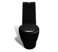 Standing Toilet and Bidet Set Black Ceramic with Double Flush 3/6 Litres, Soft-Close Seat and Integrated Cistern, Toilet Dimensions 65 x 40 x 85 cm, Bidet 58 x 40 x 40 cm, Near Wall Drain