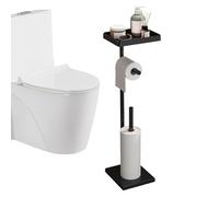 Standing Toilet Paper Holder - 73cm Storage Stand, Carbon Steel Tissue Rack, free standing Bathroom Roll Holder with Detachable Storage Shelf | Toilet Roll Stand for Bathroom, Toilett,