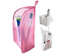 Standing Toiletry Bag, Portable Lightweight Travel Toiletry Bag, EVA Mesh Standing Makeup Bag, Foldable Clear Hanging for Travel, Going Out (Pink)