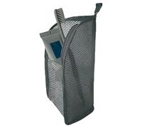 Standing Toiletry Bag with Compartments, Foldable Hanging Travel Toiletry Bag for Men Women, Large Capacity EVA Mesh Cosmetic Organizer for Bathroom Wall Mount Suitcase Storage (1Pc Black)