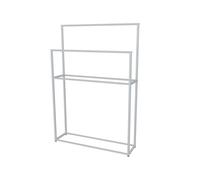Standing Towel Stand Bathroom Towel Rack Indoor Clothes Rack Iron Floor Rack Living Room Metal Clothes Rack Combination Bath Furniture(White,Small)
