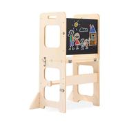Standing Tower, Learning Standing Tower 2-in-1 Kitchen Wooden Stool Helper with Chalkboard Montessori and Waldorf Helper for Kids in Kitchen Wooden Step Stool with Desk Table and Chair (Log upgrade)