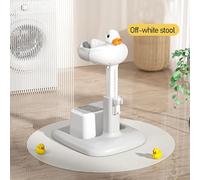Standing Up Baby Shower Support,Baby Bath Stand, Adjustable Toddler Shower Tower, Comfortable Bathing Experience(Off-White,with Stool)