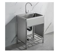 Standing Utility Sink With Hot And Cold Faucet,Standing Outdoor Sink, Commercial Sink,for Garage, Laundry Room, Outdoor, Restaurant, Kitchen, Indoor, Workstation, Backyard, Wash(Size:80*45 CM,Color:B)
