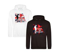 Standing Veteran Lest We Forget UK Flag Hoodie, British Armed Forces Day Great Britain Gift Unisex Kids Adults Hoodie(XL, White)