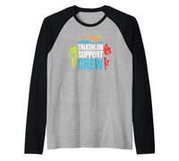 Standing with The Triathlon Support Crew Swim Bike Run Fan Raglan Baseball Tee