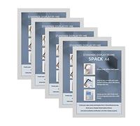 STANDNEE 5Packs A4 Magnetic Frame Self Adhesive Picture Frame,Display A4 Poster Frame, Magenetic Photo Frames for Fridge, Wall, Glass Window(Sliver)