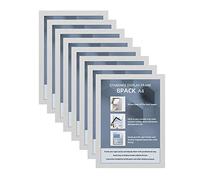 STANDNEE 8PCS A4 Magnetic Picture Frame, Self-Adhesive Magnetic Frame for Wall, A4 Paper Display Frame for Poster, Picture, Notice, Signage, Certificate(Sliver)