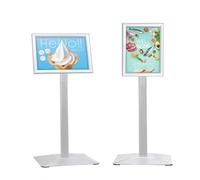 STANDNEE A4 Display Stand Heavy-duty Sign Stand Holder Floor Stand Sign, Poster Display Stand Aluminum Standing Signs with PVC Sheet & Heavy-duty pedestal, Silver