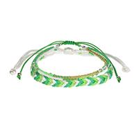 Stands Out, Supplying Outstanding Gifts Aloha Girls Womens Green and White Stacker Bracelet Woven Beads Festival Multi Layer Stack Jewellery