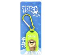 Stands Out, Supplying Outstanding Gifts Daniel Name Monkey Boys Green Novelty Personalised Mini LED Toy Torch Carabiner Clip