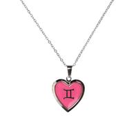 Stands Out, Supplying Outstanding Gifts Gemini Personalised Heart Shaped Glow In The Dark Locket Pink Star Sign Pendant Kids Necklace