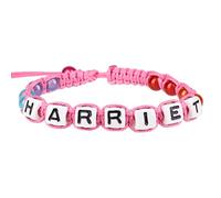 Stands Out, Supplying Outstanding Gifts Harriet Personalised Girls Pink Friendship Bracelet Name Multicolour Alphabet Bead