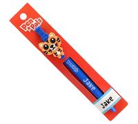 Stands Out, Supplying Outstanding Gifts Jake Boys Personalised Blue Retractable Pen With a Fun Tiger Character With Blue Ink