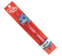 Stands Out, Supplying Outstanding Gifts Jamie Kids Personalised Red Retractable Pen With a Fun Shark Character With Blue Ink