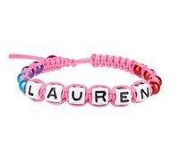 Stands Out, Supplying Outstanding Gifts Lauren Personalised Girls Pink Friendship Bracelet Name Multicolour Alphabet Bead