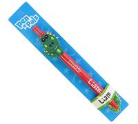 Stands Out, Supplying Outstanding Gifts Liam Boys Personalised Red Retractable Pen With a Fun Dinosaur Character With Blue Ink