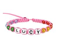 Stands Out, Supplying Outstanding Gifts Lucy Personalised Girls Pink Friendship Bracelet Name Multicolour Alphabet Bead