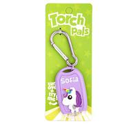 Stands Out, Supplying Outstanding Gifts Sofia Name Unicorn Girls Purple Novelty Personalised Mini LED Toy Torch Carabiner Clip